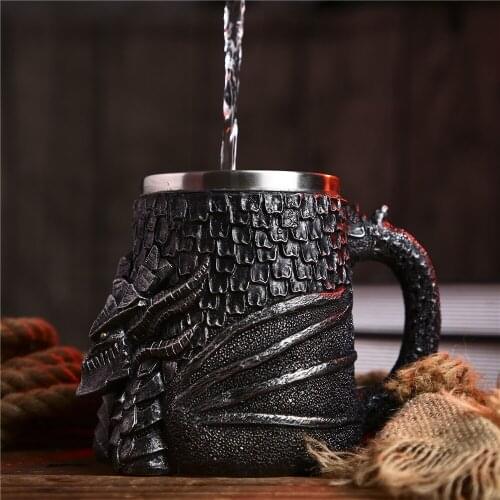 Creative Office Stainless Steel Double-layer coffee Cup 3D Retro Cup Resin Crafts Beer Cup Coffee Mug