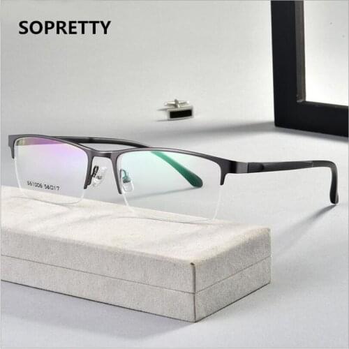 Ultralight Business Mens Optical Glasses Frames for Myopia ,TR Semi-Frame Metal Hinge Prescription Eyewear Glasses Frame F613