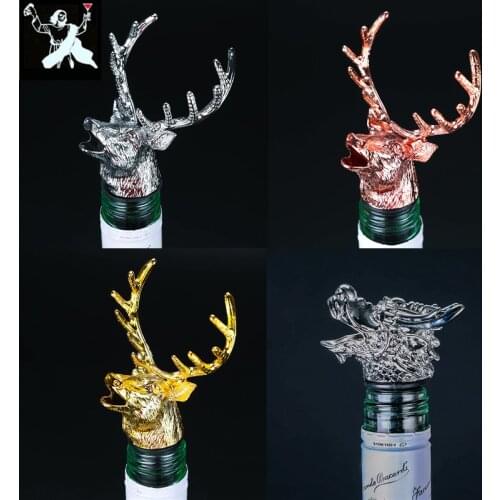 Wine Bottle Pourer Stopper Stainless Steel Deer Stag Head Dragon Head Unique Wine Aerator