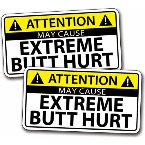 Personality Butt Damage Warning Sticker Vinyl Applique 4x4 Motocross Vehicle Graphics HD