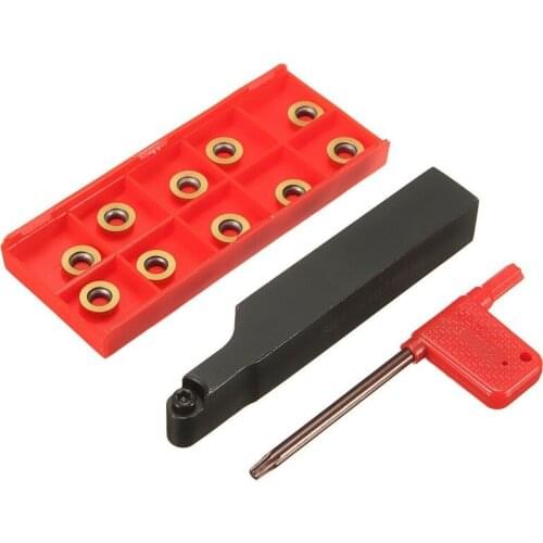 SRAPR1616H10 Face Milling External Lathe Holder with 10pcs RPMT10T3MO Inserts Turning Tool Set
