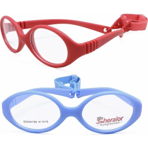 High end quality 35541 girl environmental TR90 bendable safety oval eyeglass frames with adjustable strap free shipping