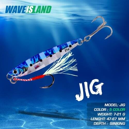 WAVEISLAND Fishing Lure Jig Bass Bet Jiging Sinking Baits 7-21G Metal Jigs Articulos De Pesca Artificial Bait Holographic Trout