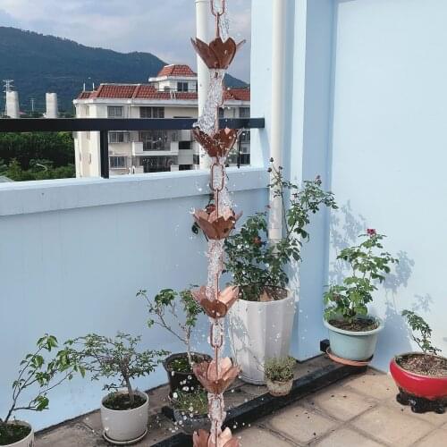 Cangler Japanese temple all copper made old slush system brass rain chain roof rain gutters vintage copper gutter drainage chain