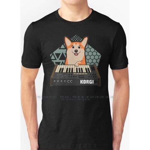 Funny Synthesizer Fan Korgi Corgi Dog Lover T Shirt 100% Pure Cotton Korg Funny Dog Welsh Corgi Pembroke Corgi Synthwave Cute