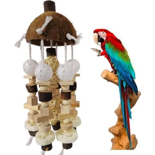 1pcs Parrot Chewing Toy Tearing Bird Cage Bite Toy Cockatoos with Coconut Shell Pet Supplies