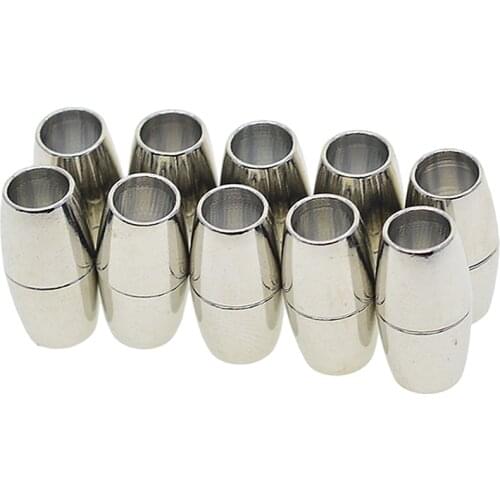 10x Silver Leather Kumihimo Jewelry Making Barrel Magnetic Clasps Connector
