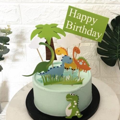 11PCS Little Dinosaur Cake Decoration Accessories Birthday Cake Toppers Baking Dessert Supplies Cupcake Topper Festival Party