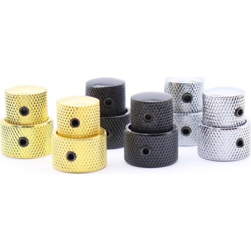 2pcs Electric Guitar Bass Metal Dual Concentric Stacked Control Knobs