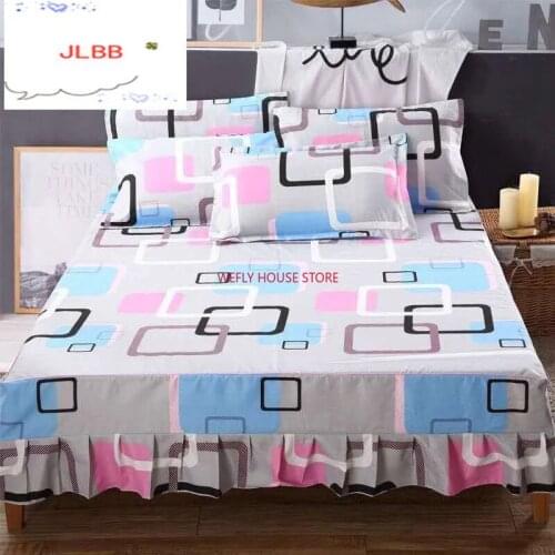 2020 Thickened Sanding Bedspread Wedding Bet Set Cover Soft Non-Slip King Queen Bed Skirt Including Pillowcase 2 Pcs