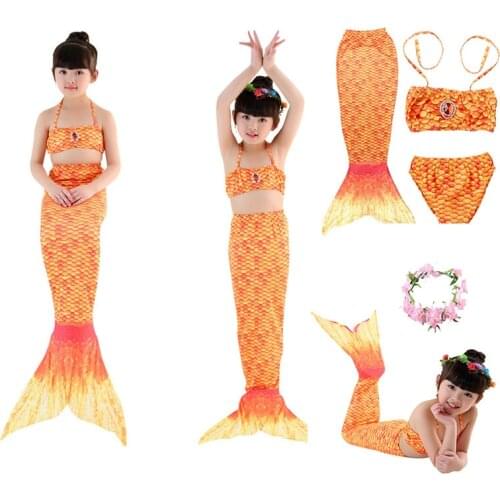 2021 Fantasy Child Mermaid Tails Swimming Party Cosplay Costumes Halloween Christmas Little Mermaid Girls Swimsuit Bikini Set