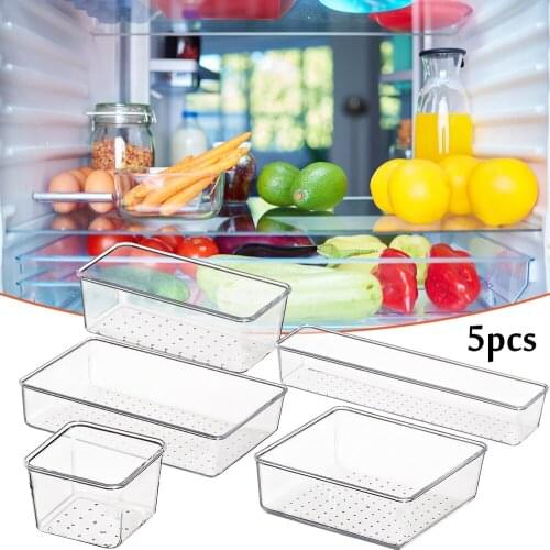 5Pcs/set Plastic Clear Desk Drawer Organizers Tray Transparent Divider Storage Box Bins Case for Utensil Groceries Tableware