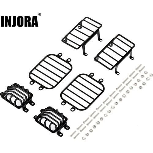 INJORA 6PCS Metal Front Rear Light Cover Protective Shell for 1:10 RC Crawler Traxxas TRX4 G500 TRX6 G63 Upgrade Parts