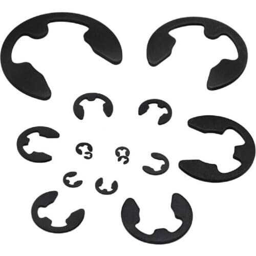10/100pcs M1.2 M1.5 M2 M3 M3.5 M4 M5 M6 M7 M8 M9 M10 M12 M15 Black Steel E Clip Circlip Retaining Ring Washer for Shaft Fastener