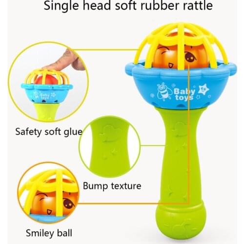 Q9QB Baby Rattle Toys Behavior Correction Safety Eco-friendly Soft Glue Material Relieve Stress Accompany Baby Rattle