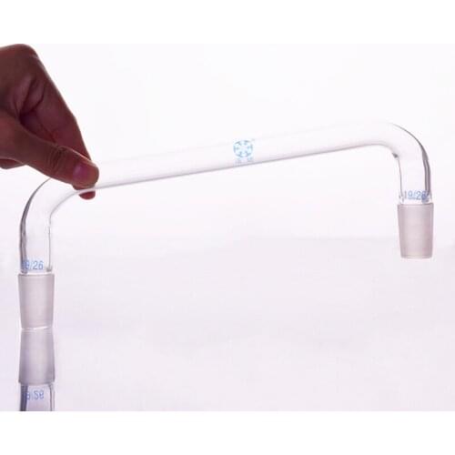 Distilling tube,75°-105° bent,Standard ground mouth 19/26,Distillation elbow,75-105 degree distillation head