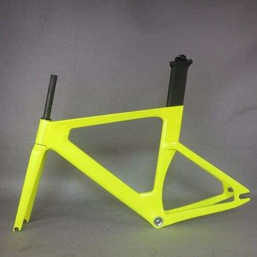 Toray Carbon fiber T800 custom fluorescent yellow paint 49/51/54/57cm BSA fixed gear bike frame TR013