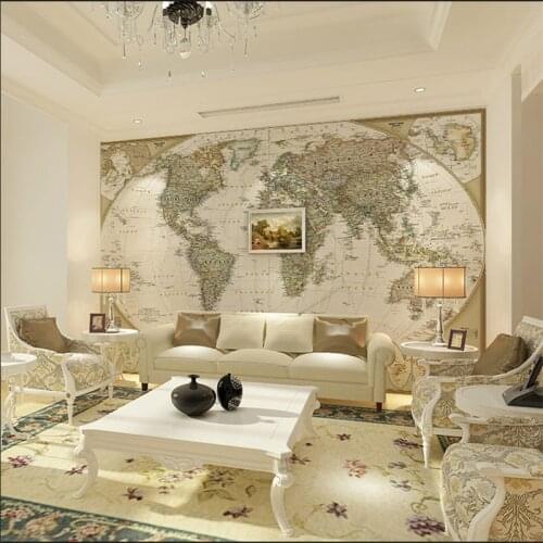 Custom European Retro Large HD The World Map Mural Wallpapers for Office Living Room Study Wall Murals 3D Wall Papers Home Deocr