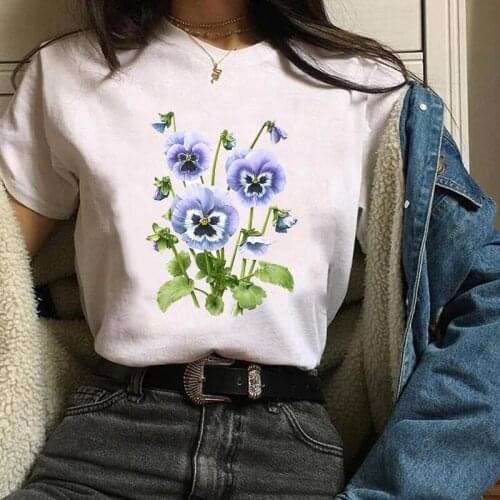 Women Tees Print Graphic Plant Cartoon Ladies Aesthetic Floral Flower Clothes Lady Tops Clothing Female T Shirt Womens T-Shirt