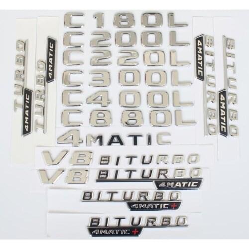 Chrome Letters C180 C200 C220 C240 C250 C260 C280 Emblem C300 C320 C350 C400 C450 C500 4MATIC Emblems for Mercedes Benz W205