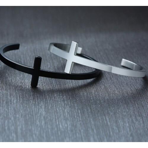 Classic Trend Pure Color Simple Mens Simple Fashion Black Cross Opening Mens Bracelets Mens Classic Jewelry Accessories