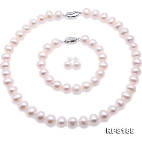 Unique Pearls jewellery Stone Natural Pearl Jewellery Set For Women Gift 12-13MM Freshwater Pearl Necklace Bracelet Earrings