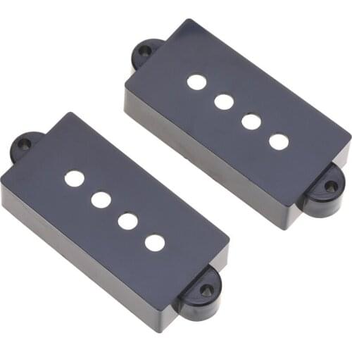Musiclily Pro Plastic Precision Bass Pickup Covers Set for Fender P Bass, Black (Set of 2)