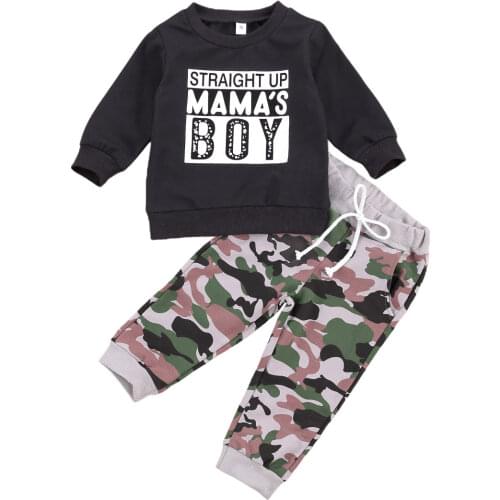 0 1 2 Years Kids Baby Boy Clothes Set Camouflage Long Sleeve Sweatshirt Long Pants Outfits Toddler Autumn Tracksuit Clothing