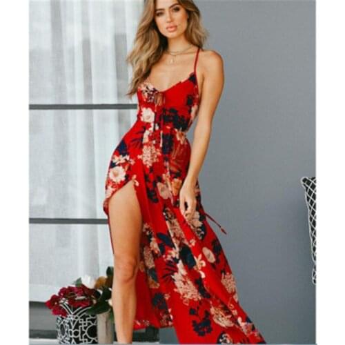 Fashionable Persian Sleeveless Summer Womens Ankle Skirt Printed Splicing Sling High Waist Big Swing Big Size Sexy Beach Dress