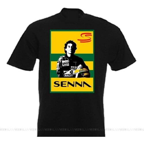 Mens T-Shirt Ayrton Senna Poster High Quality Custom Printed Tops Hipster Tees Full-figured T Shirt