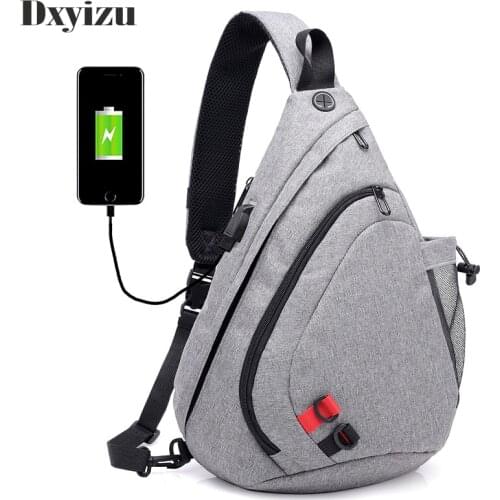 Male Shoulder Bags USB Charging Crossbody Bag Men Anti theft Chest Bag Drip Shaped Summer Short Trip Messengers Bags For Boys