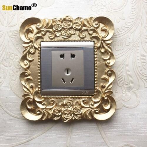 Switch Stickers Wall Stickers European Creative Chinese Style Modern Minimalist Resin Socket Protective Cover Double Three