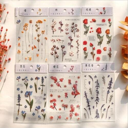 ZFPARTY Flower PET Stickers for DIY Junk Journal Planner Scrapbook Album Paper Crafts