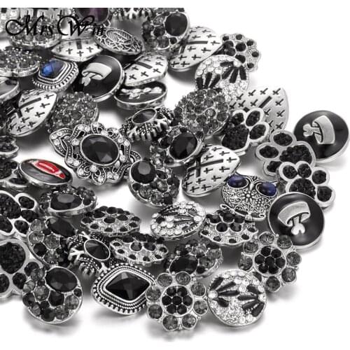 New 18MM Snap Jewelry Mixed Rhinestone Metal Snap Buttons Fit 18mm Snap Bracelet Bangle Earrings Necklaces for Women Jewelry