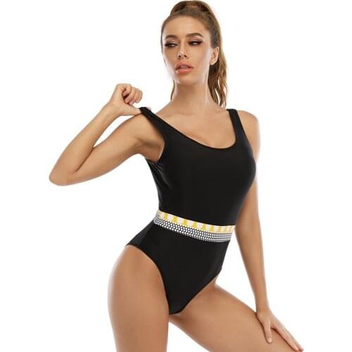 New one piece swimsuit women Bandeau swimwear female Vintage monokini Sports bathing suit beach wear bodysuit 2021