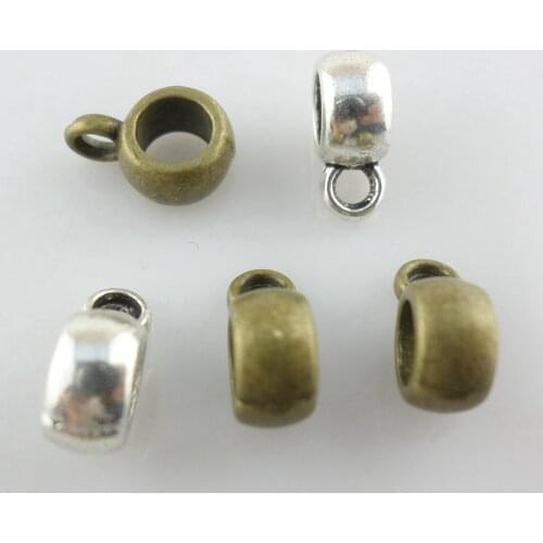 80pcs Tibetan Bronze/Silver Charms Bails Spacer Beads Connectors Pendants 4x6x9mm Jewelry Findings