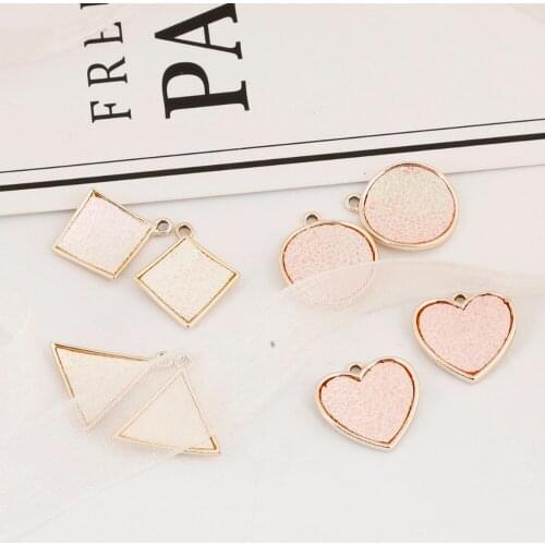 2pcs/lot Square Round Heart Shape Zinc Alloy Charms Metal Pendant for DIY Bracelet Earrings Jewelry Making