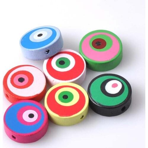 Mixed eye painted Wooden Spacer Beads For Jewelry making DIY 20mm 50pcs MT0540