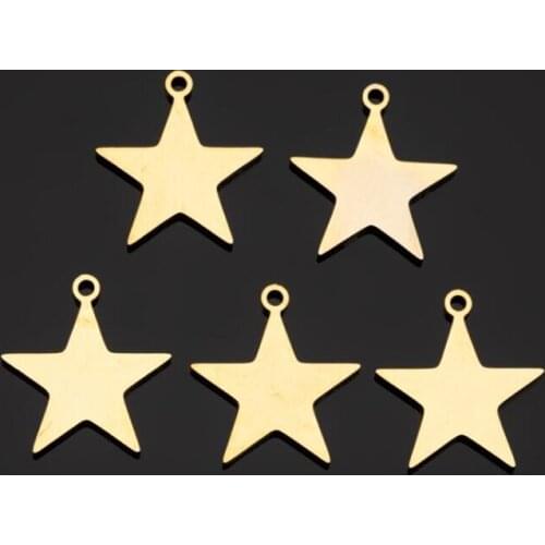 Sasusp Fashion Stainless Steel Star Charms DIY Geometric Necklace Earring Charms Pendant For Jewelry Making female