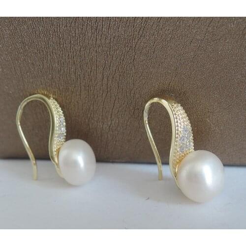 100% nature freshwater pearl earring with 925 silver hook -- AAA ROUND Pearl,HIGH-HEEL SHOES EARRING WITH CRYSTALS