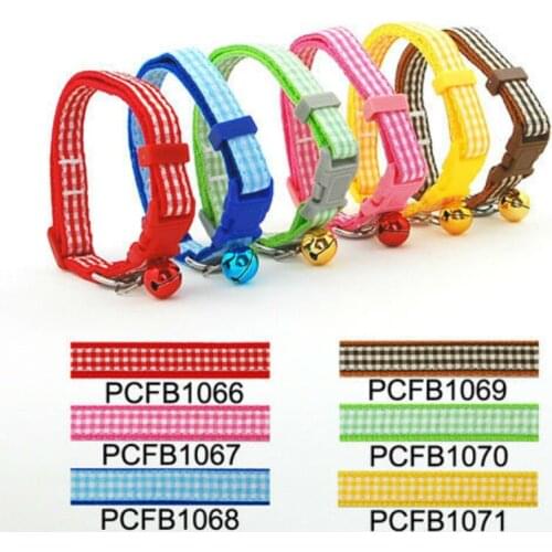 Pet Products Dog Supplies Collars 1.0cm Cat Checkers Print Collar Buckle Style (6 Colors) 12 Pcs/lot