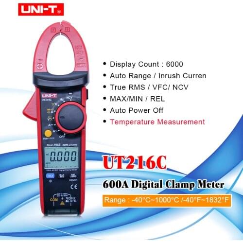 UNI-T UT216C 600A True RMS Digital Clamp Meters Auto Range w/Frequency Capacitance Temperature NCV Test