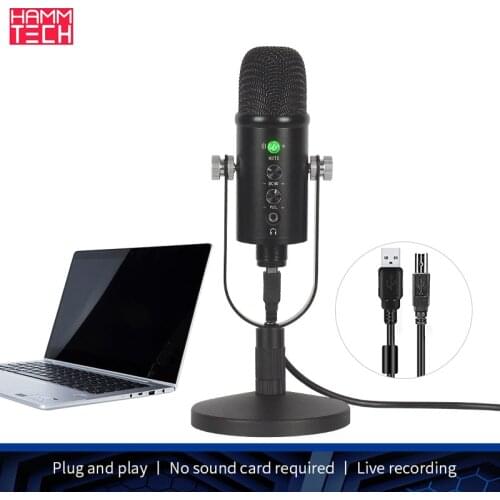 Computer USB Condenser Microphone Professional Home Recording Game High Sampling Noise Reduction Monitoring Cable Microphone