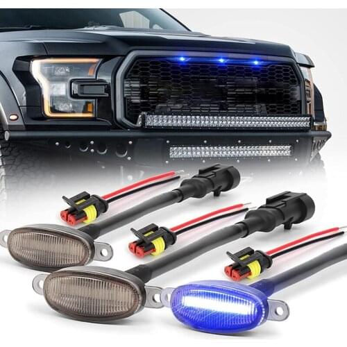 External Amber LED Lights Decoration, LED Front Grille Lights for F150 F250 F350 Raptor 2004-2019 Grille Running Lamps