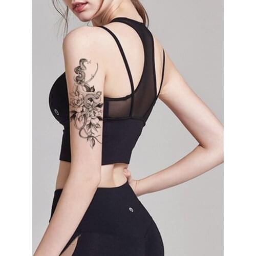Temporary Tattoo Sticker Snake Deer Flower Roses Peony Sketches Tattoo Designs Sexy Girls Model Tattoos Arm Black Stickers