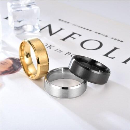 Woozu Fashion Simple Style 8mm Classic Ring Male 316L Stainless Steel Jewelry Wedding Ring For Man