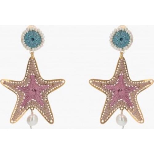 Hand-woven colorful star earrings for women trendy charm pendant jewellery 2020 creative design boho style accessories gifts