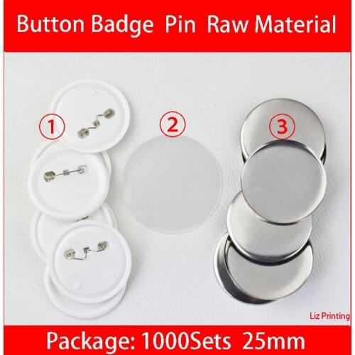 Button Badge Pin Raw Material button badge supplies parts 25mm 1000Sets/Carton