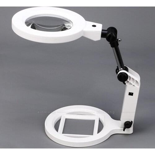 1.5X 5X 22pcs LED Lamps Desktop Folding LED Illuminated Magnifier Table Lamp Magnifying Glass Mobile Phone Circuit Board Repair