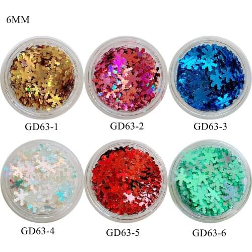 1Jar Nail Art Shinny Different Color Snowflake Christmas Glitter Pieces Nail Art Decoration GD63